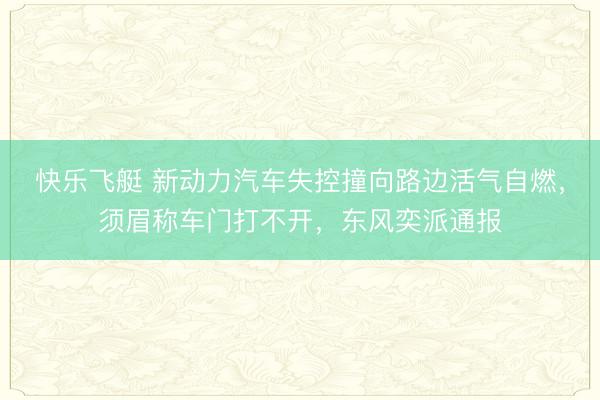 快乐飞艇 新动力汽车失控撞向路边活气自燃，须眉称车门打不开，东风奕派通报