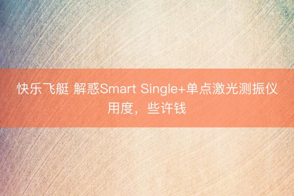 快乐飞艇 解惑Smart Single+单点激光测振仪用度，些许钱