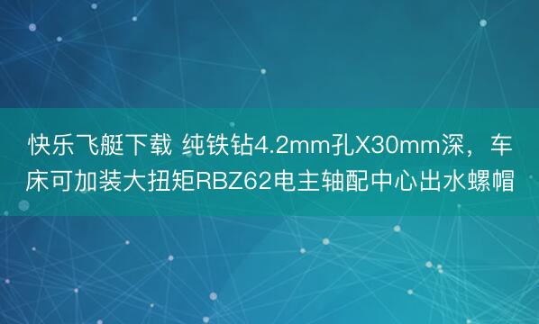 快乐飞艇下载 纯铁钻4.2mm孔X30mm深,车床可加装大扭矩RBZ62电主轴配中心出水螺帽