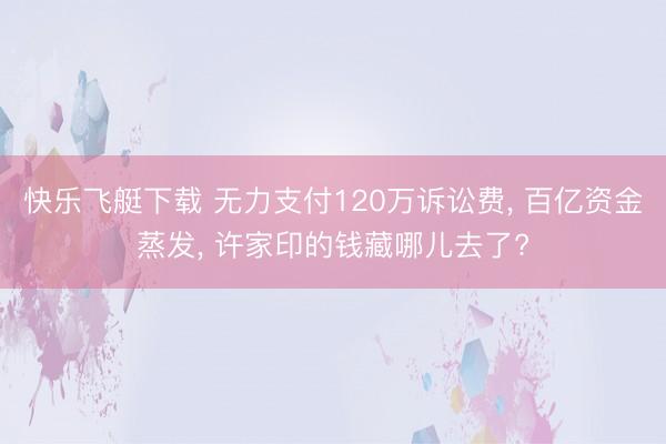 快乐飞艇下载 无力支付120万诉讼费， 百亿资金蒸发， 许家印的钱藏哪儿去了?