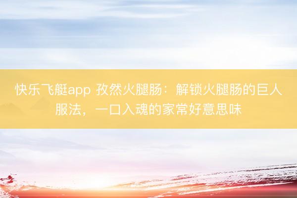 快乐飞艇app 孜然火腿肠：解锁火腿肠的巨人服法，一口入魂的家常好意思味
