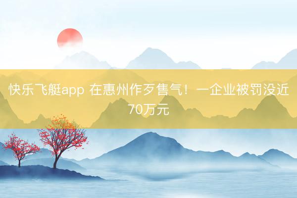 快乐飞艇app 在惠州作歹售气!一企业被罚没近70万元