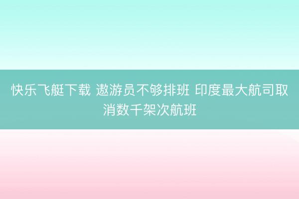 快乐飞艇下载 遨游员不够排班 印度最大航司取消数千架次航班
